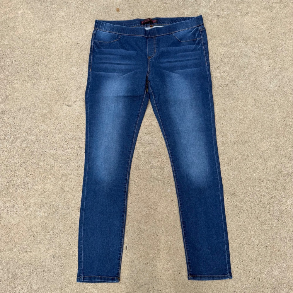 No Boundaries Jeggings Women XL Blue Dark Wash Pull On Stretch Casual Jeans - Picture 2 of 14